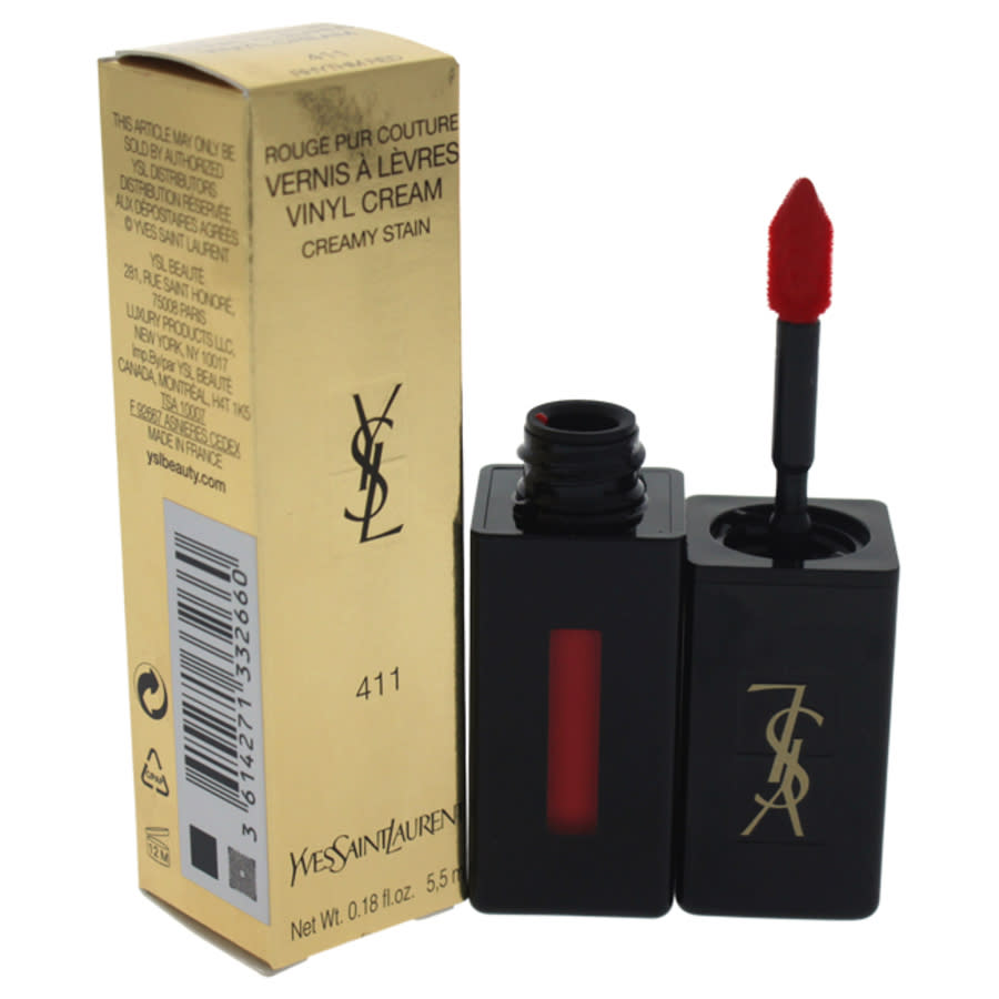 Ysl / Vinyl Cream Lip Stain (411) Rhythm Red .18 oz (5.3 Ml) In Beige,red