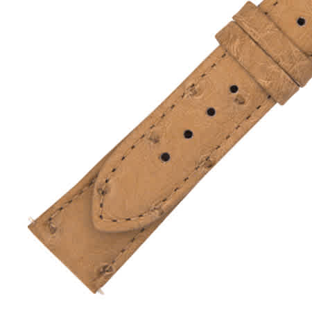 Hadley Roma 21 Mm Matte Oryx Ostrich Leather Strap In Brown