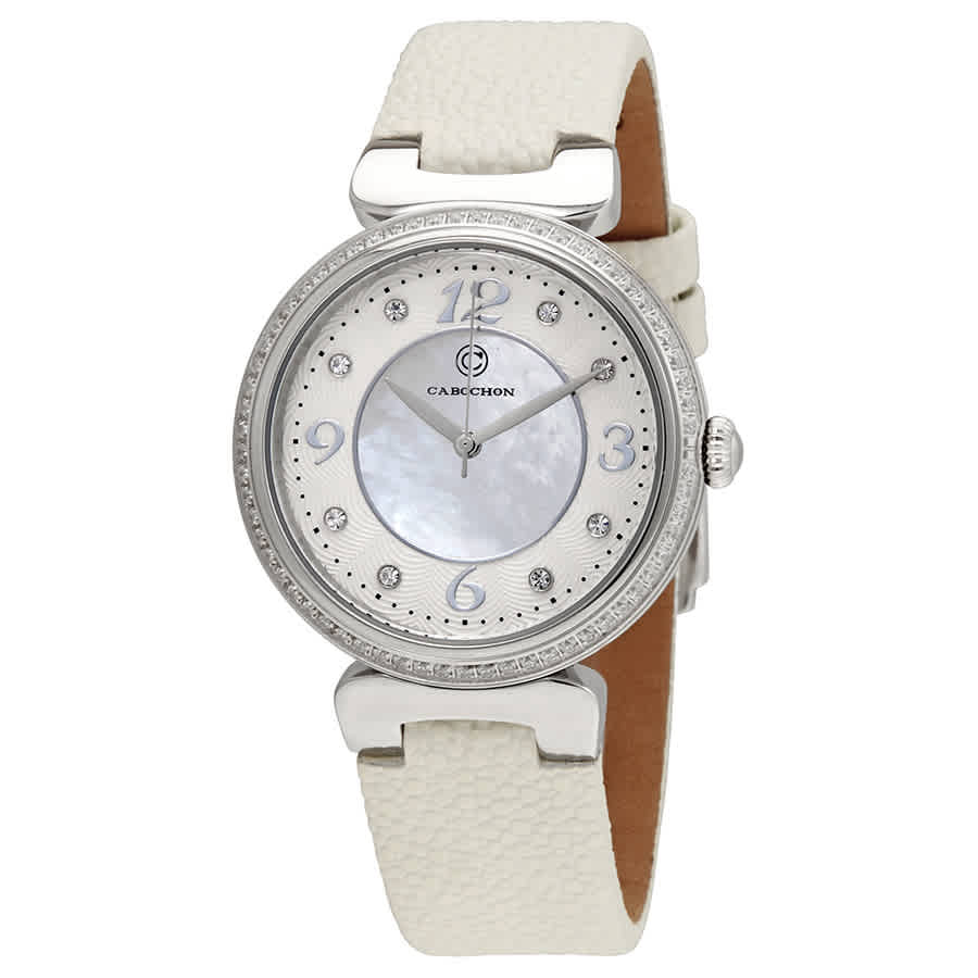 Cabochon Saga Crystal Markers Ladies Watch -16561-02-whs In Mother Of Pearl / White