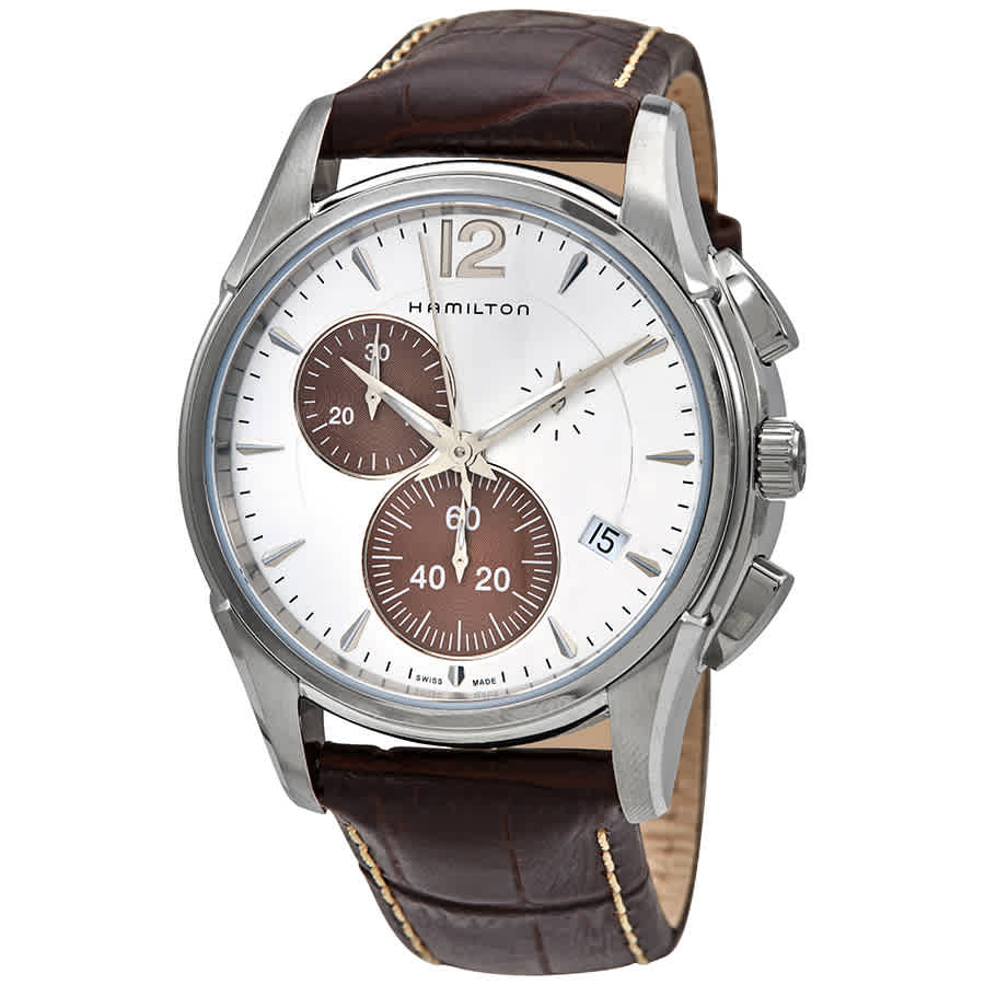 Hamilton Jazzmaster Chronograph Quartz Silver Dial Mens Watch H32612551 In Brown,silver Tone