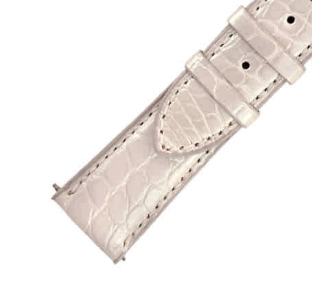 Hadley Roma 21 Mm Metallic White Alligator Leather Strap