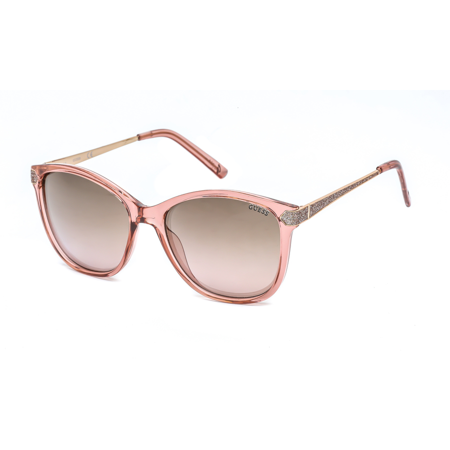 Guess Ladies Pink Square Sunglasses Gf6104 72u 57 In Brown,pink