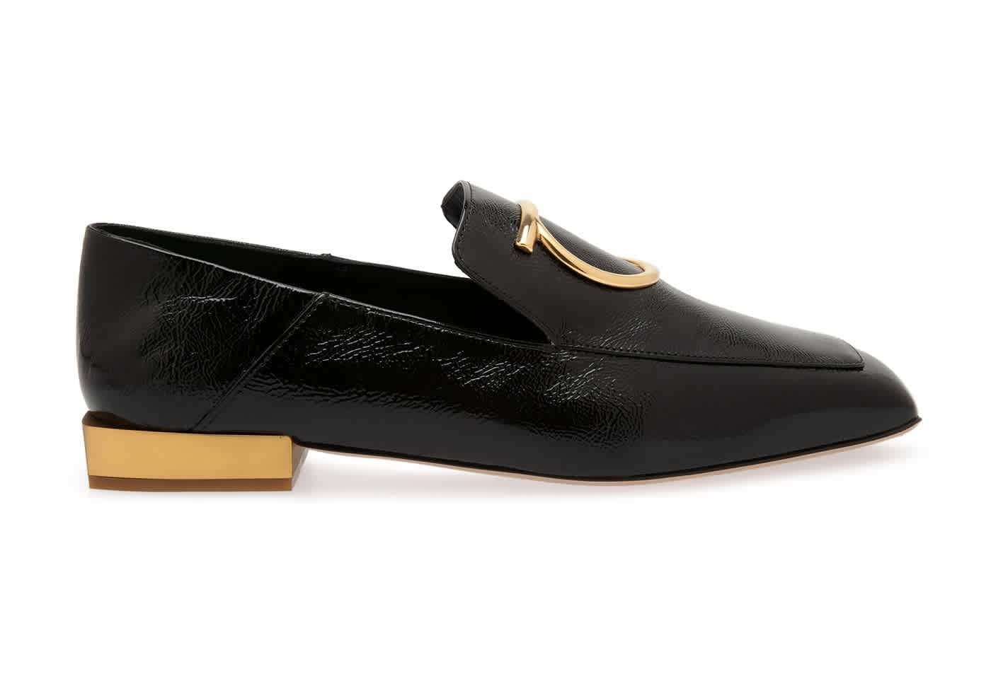 Ferragamo Mirror Heel Gancini Loafers, Brand Size 8.5 D In Black,gold Tone,yellow