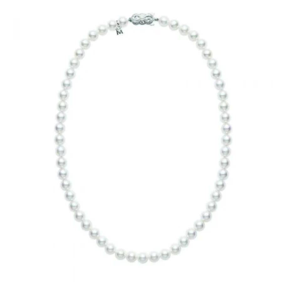 Mikimoto 18" Akoya Cultured Pearl Strand Necklace 7.5 X 7mm A Grade  18k White Gold Clasp