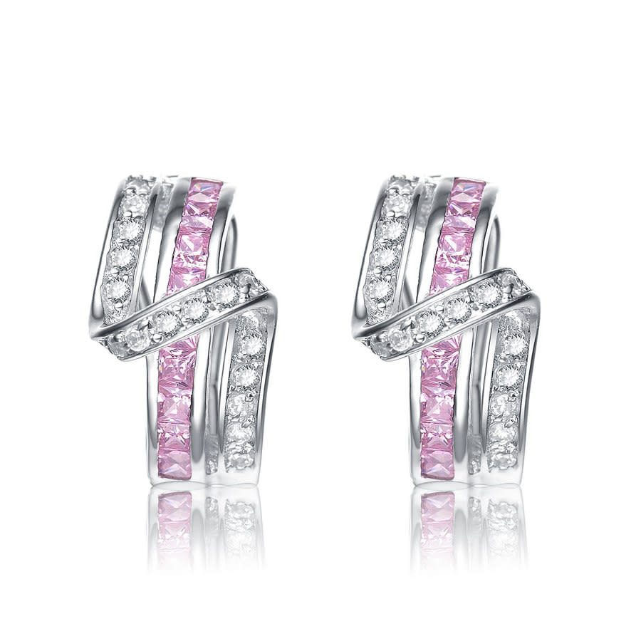 Megan Walford Sterling Silver Cubic Zirconia Vintage Earrings In Pink