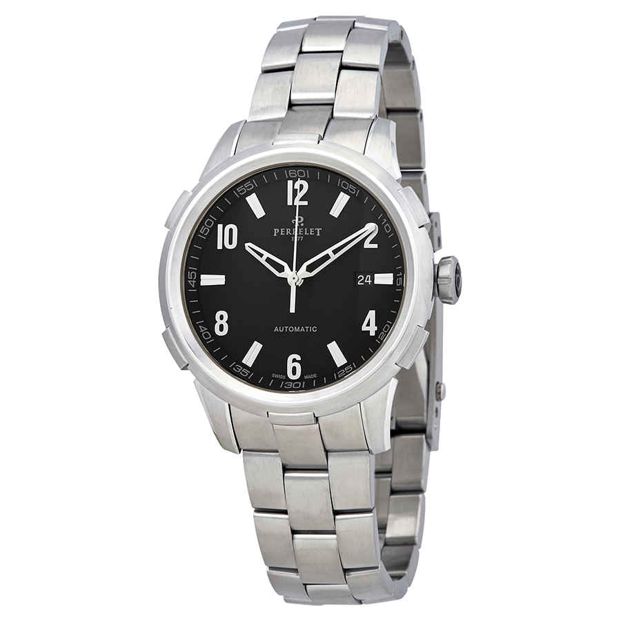 Perrelet Class-t Automatic Black Dial Mens Watch A1068/b In Black,silver Tone