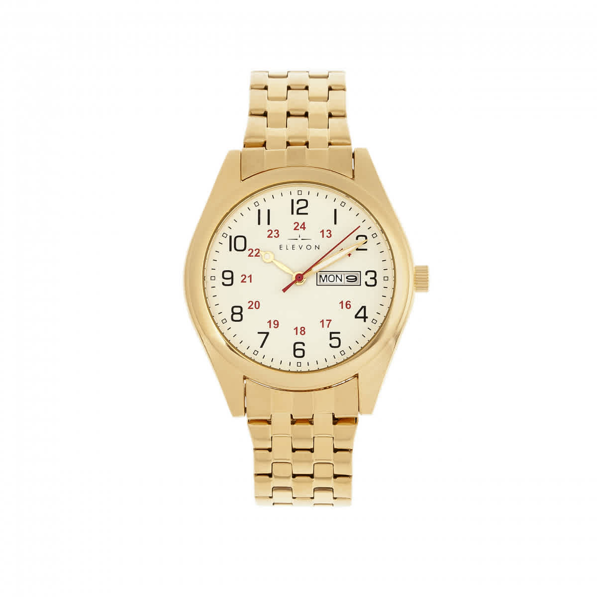 Elevon Gann White Dial Yellow Gold-tone Mens Watch Ele106-5 In Gold Tone,white,yellow