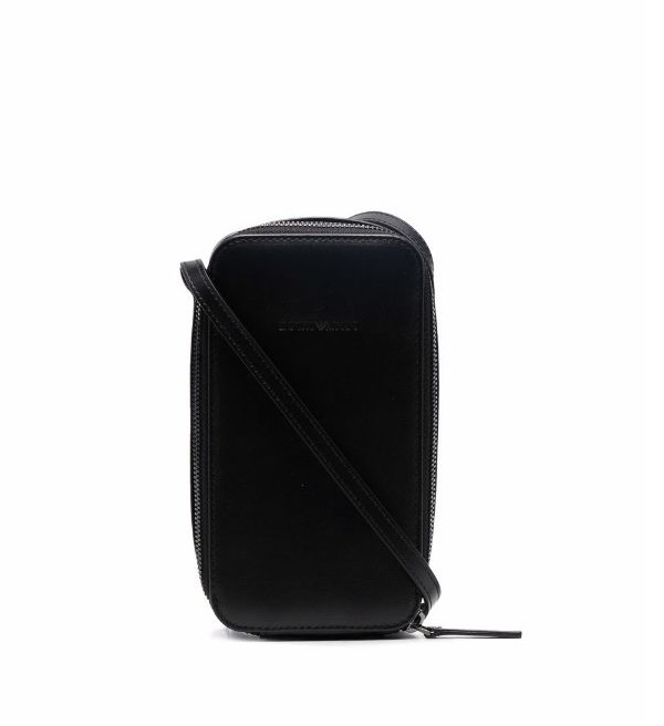 Emporio Armani Black Logo Leather Phone Case With Strap