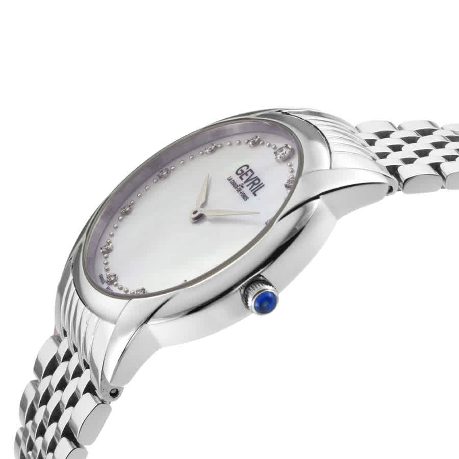 Shop Gevril Airolo Diamond Mother Of Pearl Dial Ladies Watch 13041b In Mop / Mother Of Pearl