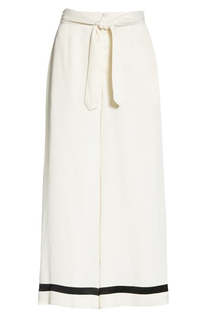 Polo Ralph Lauren White Satin Wide Leg Pants In White