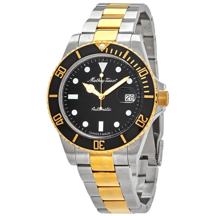 Mathey-tissot Mathey Vintage Automatic Black Dial 42 Mm Mens Watch H9010atbn In Two Tone  / Black / Gold Tone / Yellow