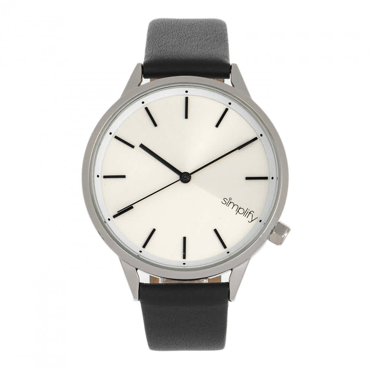 Simplify The 6700 Quartz Silver Dial Black Leatherette Watch Sim6701 In Black / Silver