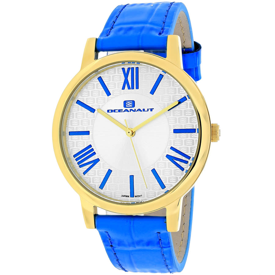 Shop Oceanaut Moon Quartz White Dial Ladies Watch Oc7214 In Blue / Gold Tone / White / Yellow