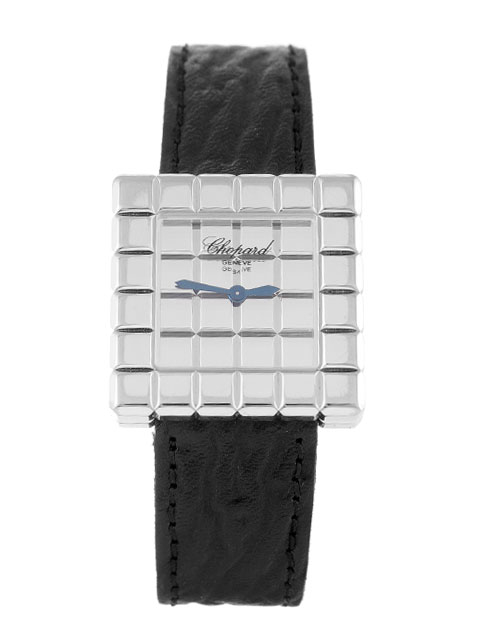 Chopard Ice Cube Silver Dial 18kt White Gold Ladies Watch 127407-1001 In Black / Blue / Gold / Silver / White