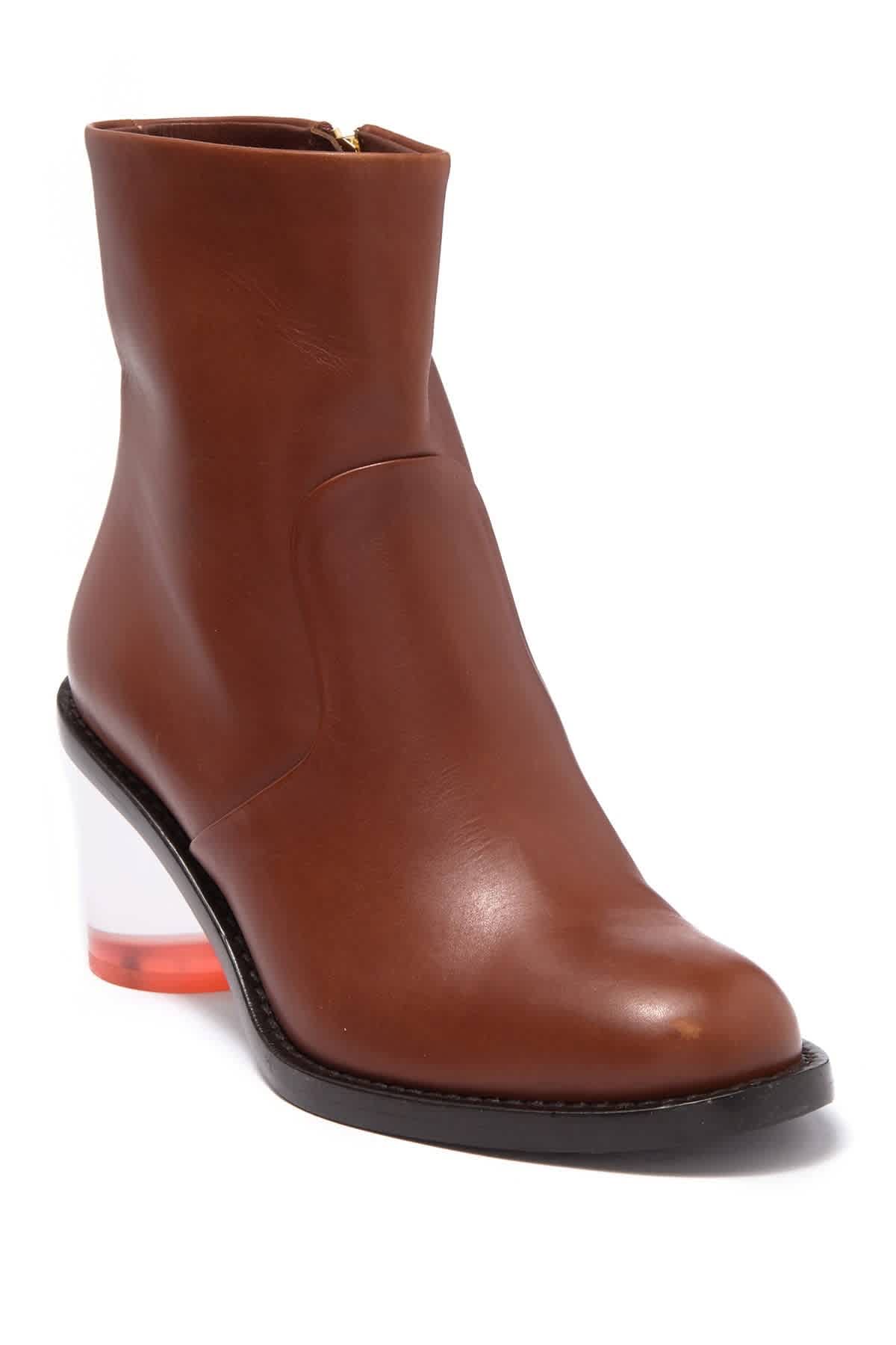 Burberry Westella Two-tone Leather Block-heel Boots In Cognac In Brown,two Tone