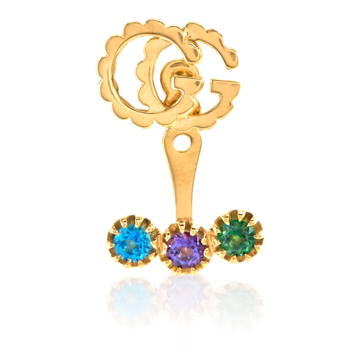 Gucci Running G 18k Yellow Gold With Topaz Earring In Gold Tone,yellow