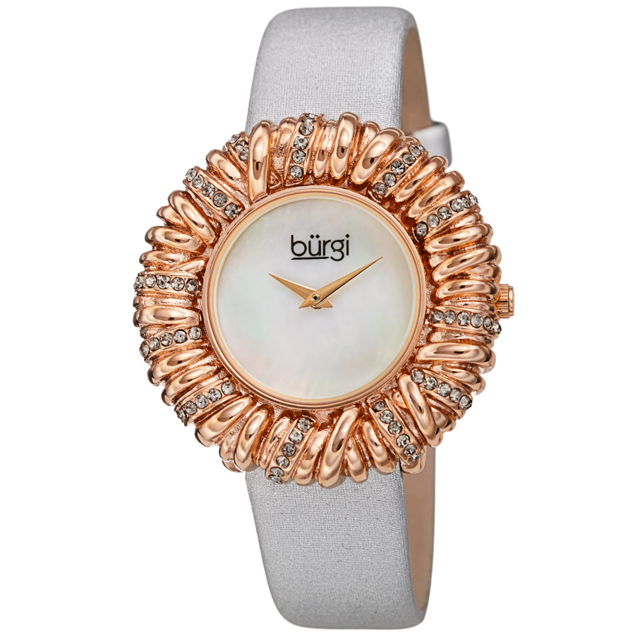 Burgi Twisted Bezel Quartz Grey Dial Ladies Watch Bur255gy In Brass / Gold Tone / Grey / White