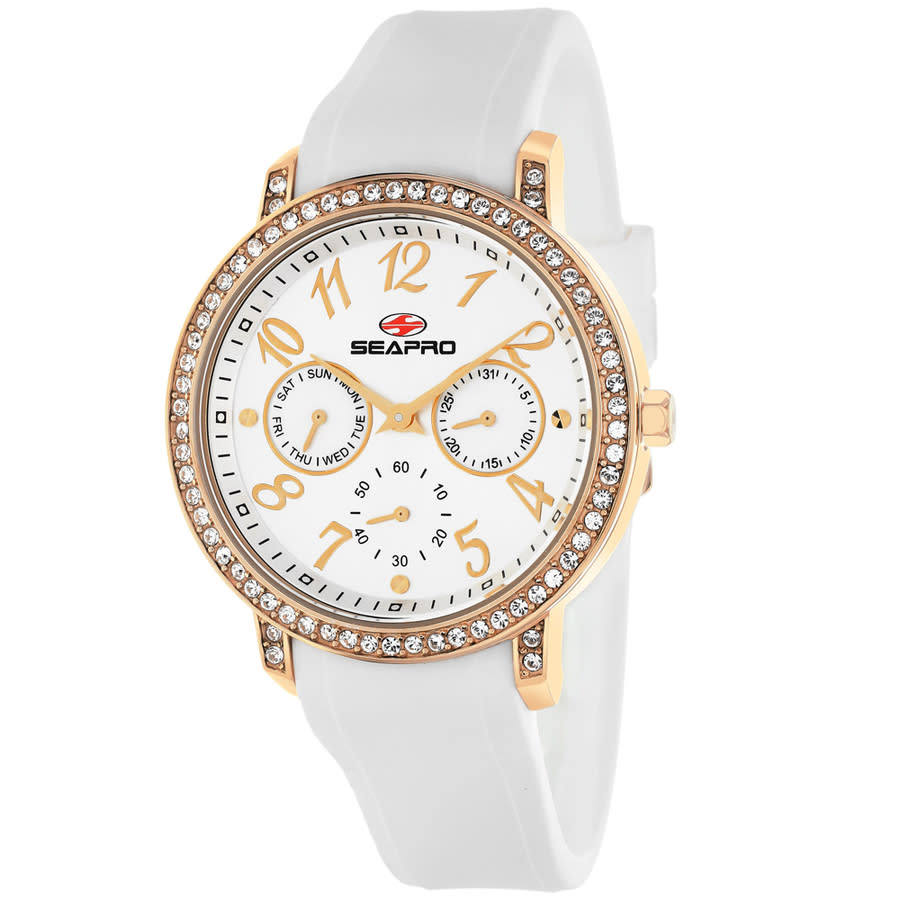 Shop Seapro Swell Quartz Silver Dial Ladies Watch Sp4412 In Gold Tone / Rose / Rose Gold Tone / Silver / White