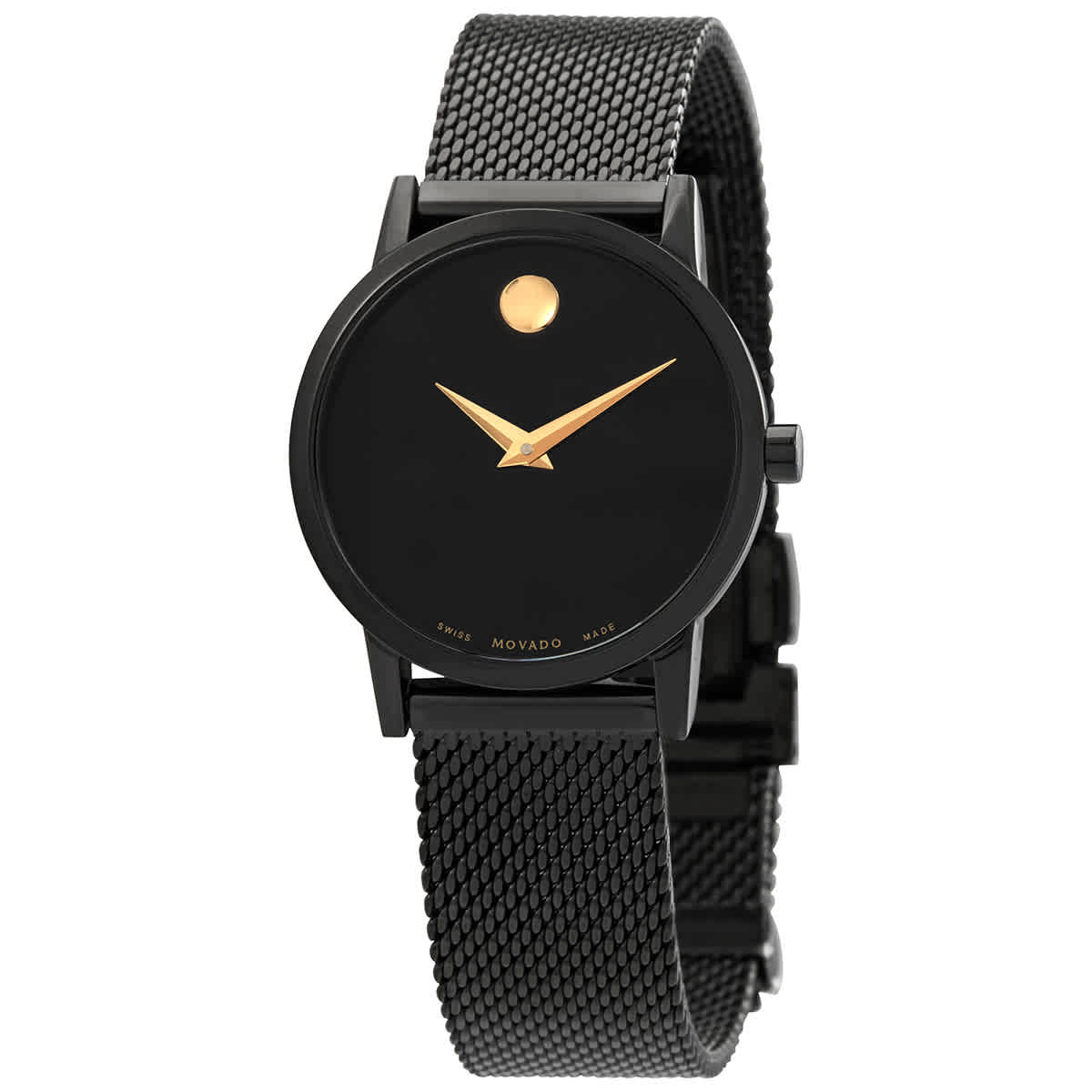 Movado Museum Classic Quartz Black Dial Ladies Watch 0607493 In Black / Gold / Yellow