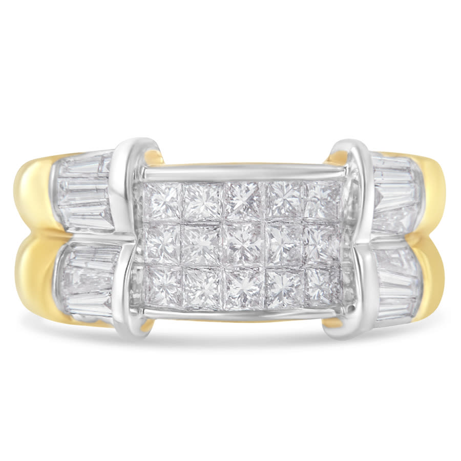 Haus Of Brilliance 14kt Two-toned 1 1/2ct Tdw Princess And Baguette Cut Diamond Ring (h-i In Two Tone