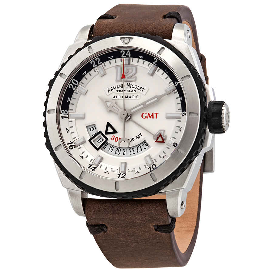 Armand Nicolet Silver Dial Automatic Mens Watch A713agn-ag-pk4140tm In Brown / Silver