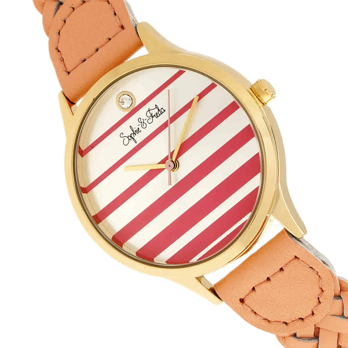 Shop Sophie And Freda Tucson Silver Dial Ladies Watch Sf4503 In Coral / Gold / Gold Tone / Silver