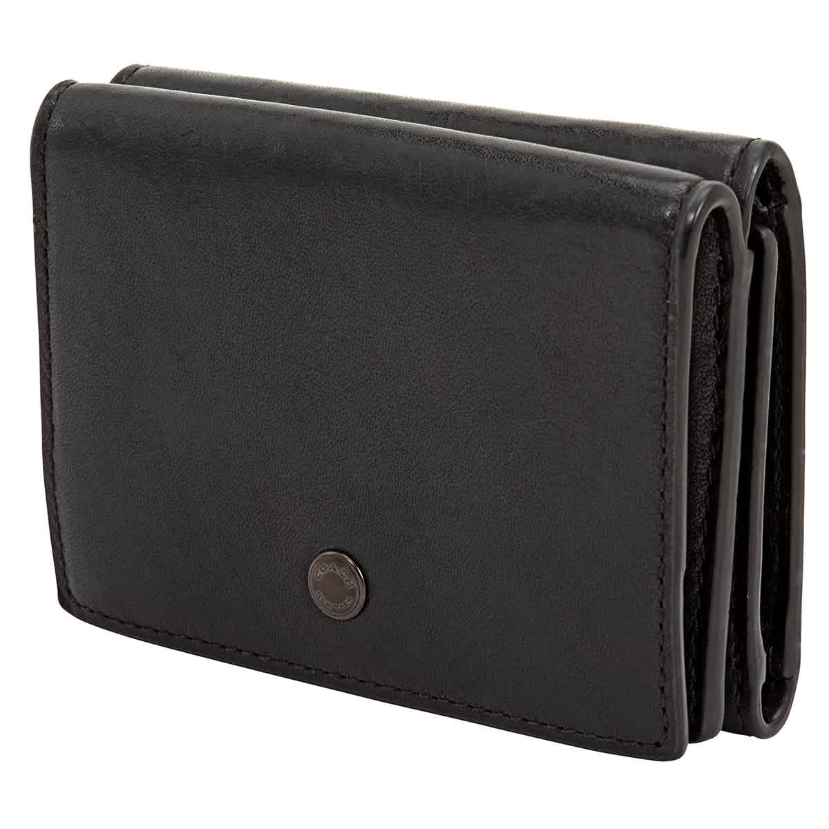 Coach Soft Leather Trifold Origami Coin Wallet In Black