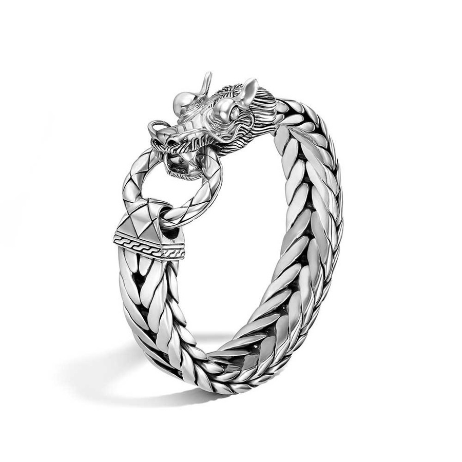 JOHN HARDY JOHN HARDY NAGA SILVER 15 X 7MM LARGE RECTANGULAR CHAIN BRACELET - BM65210XUXL