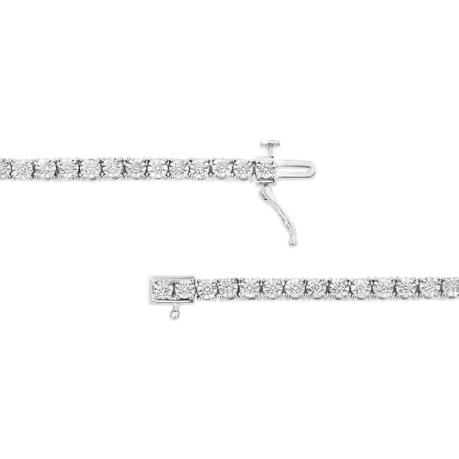 HAUS OF BRILLIANCE .925 STERLING SILVER 3.0 CTTW LAB GROWN DIAMOND ILLUSION-SET MIRACLE PLATE TENNIS BRACELET (G-H COLO