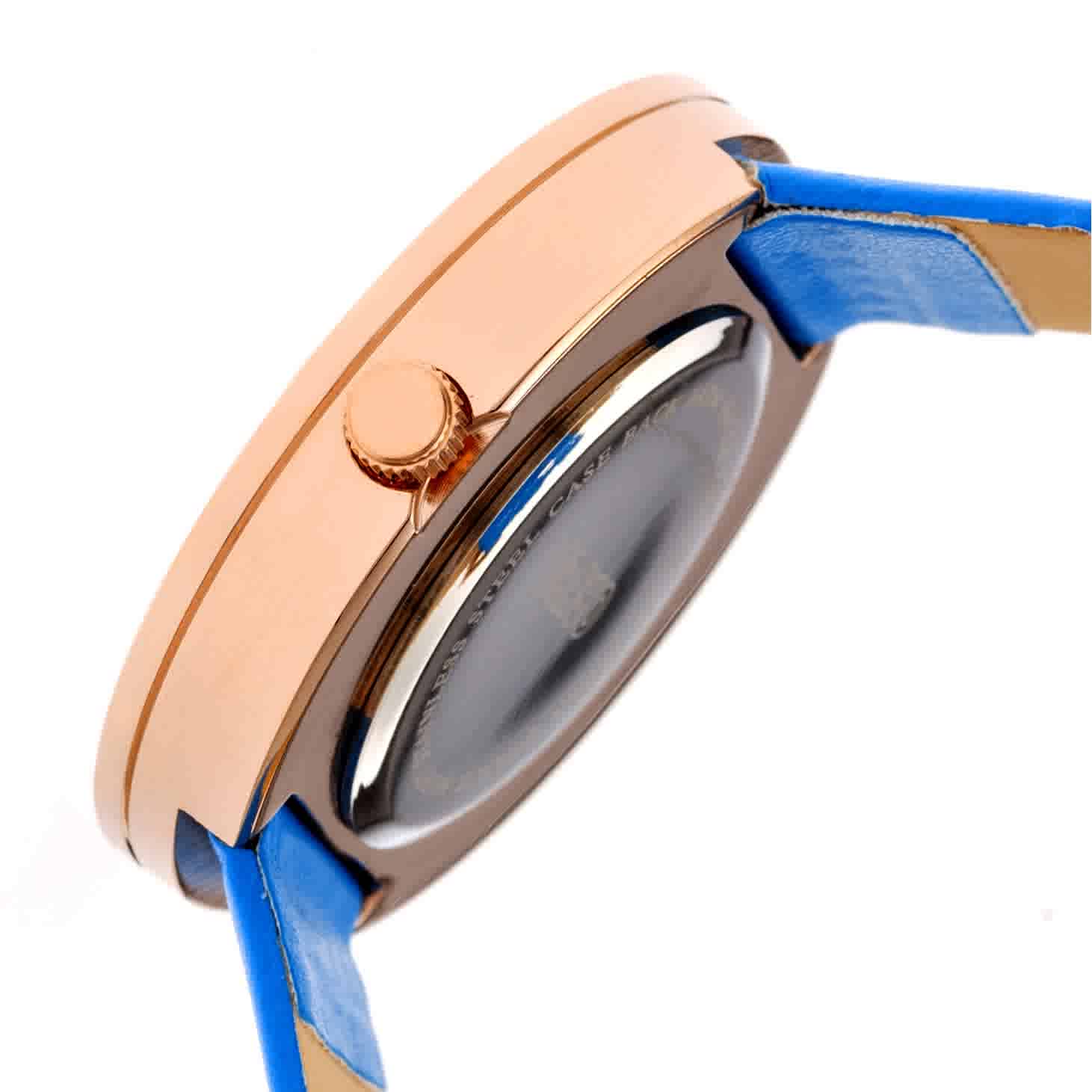 Shop Crayo Swirl Multicolor Dial Blue Powder Leatherette Watch Cracr4204 In Blue / Gold Tone / Rose / Rose Gold Tone