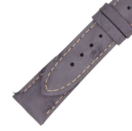 Hadley Roma 21 Mm Matte Agate Ostrich Leather Strap In Grey