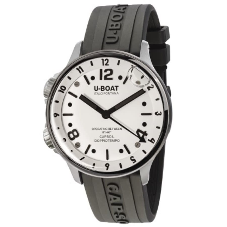 U-boat Lefty Capsoil Doppiotempo Quartz White Dial Mens Watch 8888 In Black / White