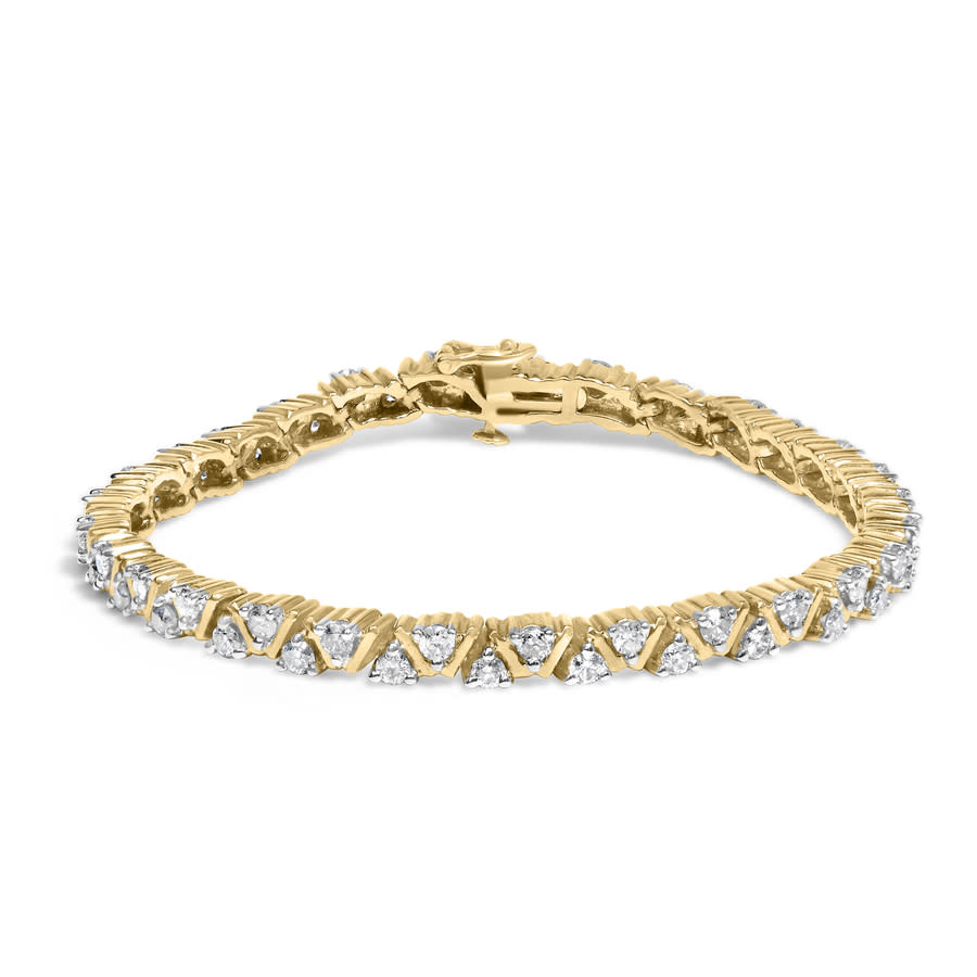 Haus of Brilliance 14K Yellow Gold 4.00 Cttw Diamond Triangle Link Tennis Bracelet