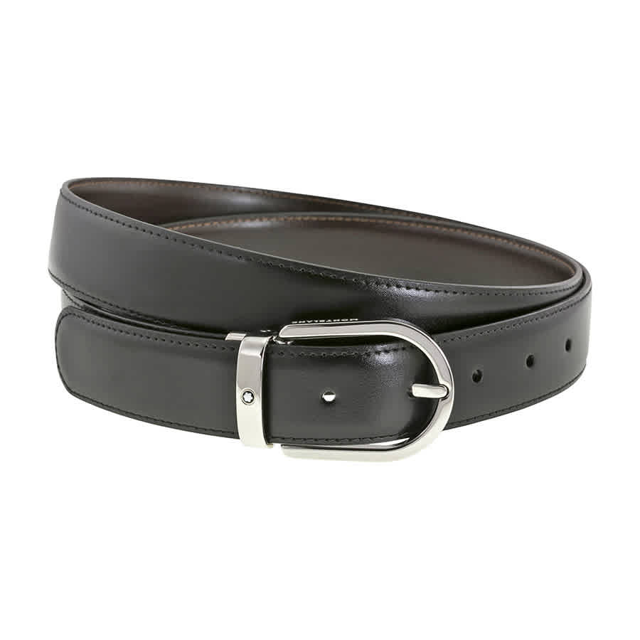 Montblanc Reversible Black/brown Leather Belt 128135 In Black