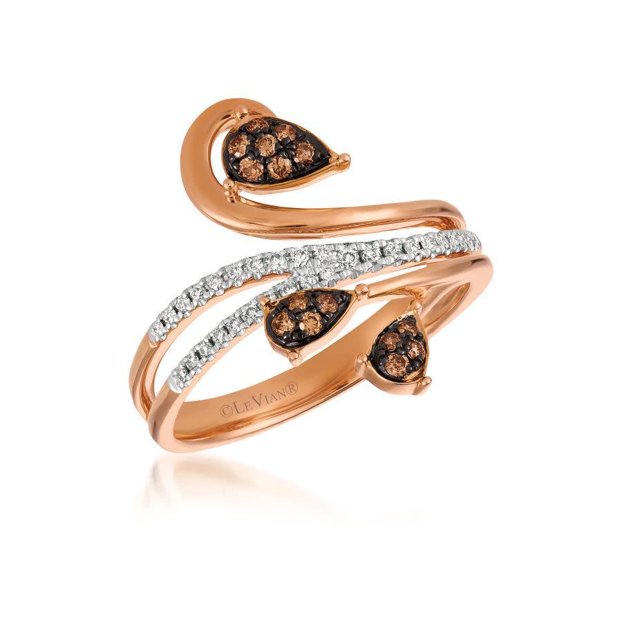 Le Vian Ladies Chocolate Diamonds Fashion Ring In 14k Strawberry Gold In Brown