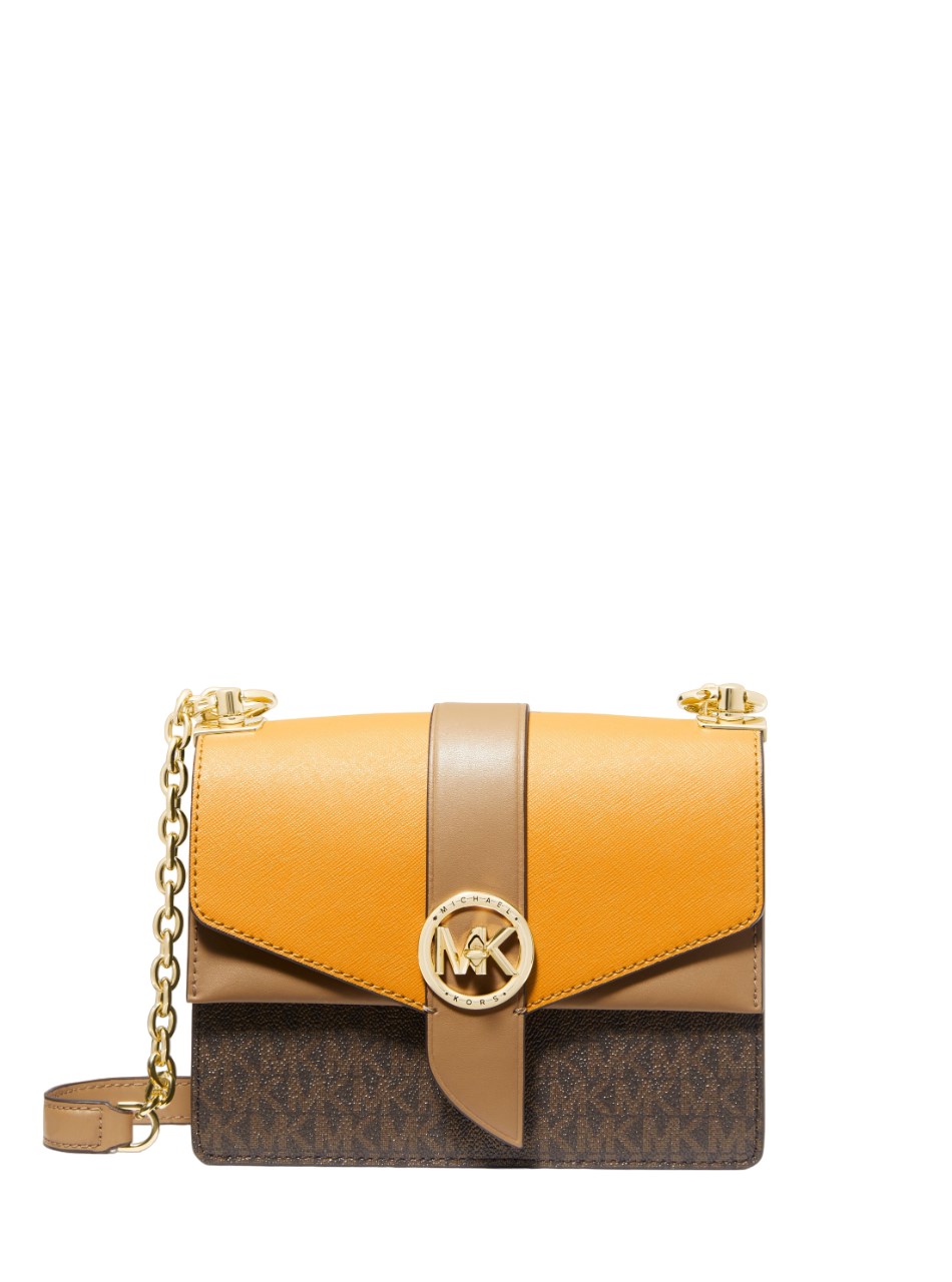 Michael Kors Ladies Greenwich Small Logo And Leather Crossbody Bag