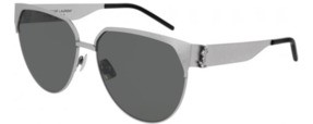 Saint Laurent Grey Round Ladies Sunglasses Slm43f-30007257003 In Grey,silver Tone