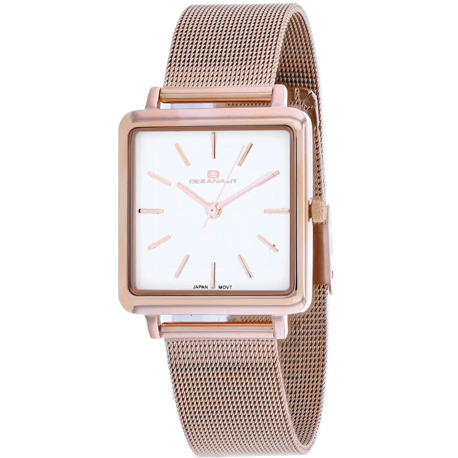 Shop Oceanaut Traditional White Dial Ladies Watch Oc0285 In Gold Tone / Rose / Rose Gold Tone / White