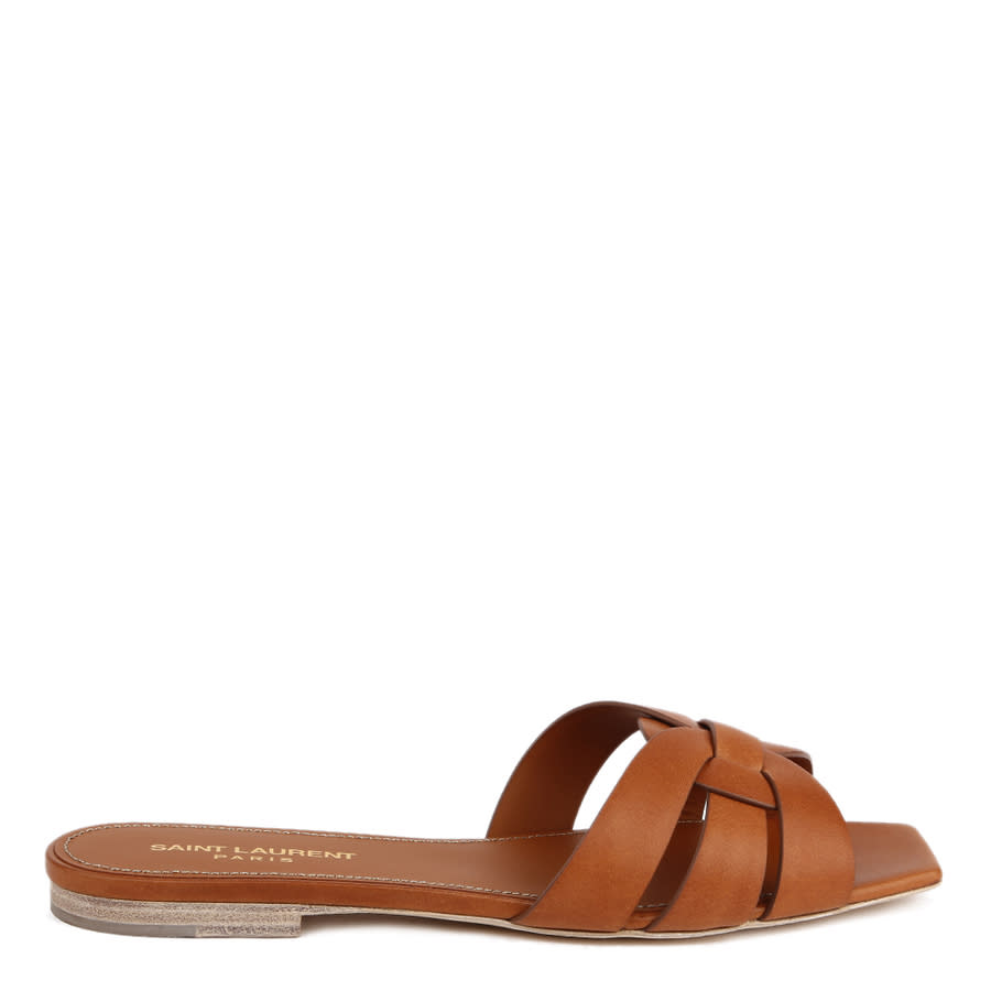 Saint Laurent Ladies Brown Sandals In Brown,orange