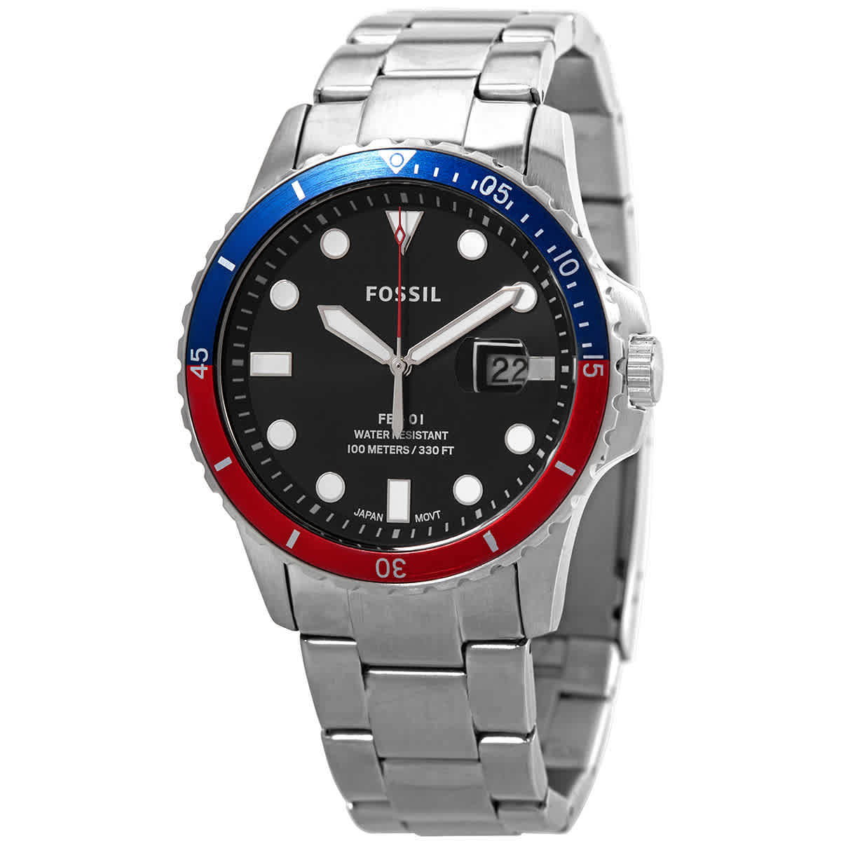 Fossil Quartz Black Dial Stainless Steel Mens Watch Fs5657 In Black,blue,grey,red,silver Tone