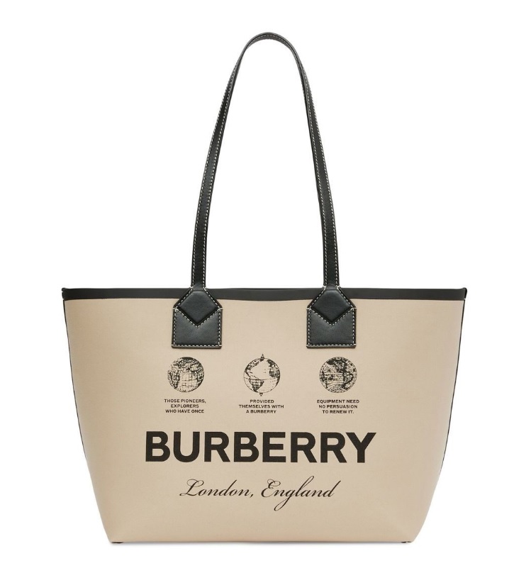 Shop Burberry Logo-print Small London Bag In Beige