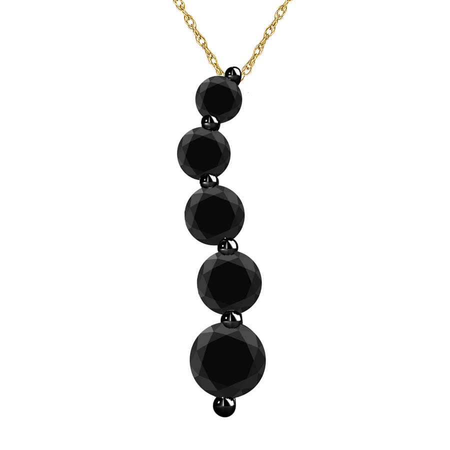 Click to view more detailed imagery on our partner's website Maulijewels 2.0 Ct Black Natural Diamond 5-stone Journey Pendant Necklace In 14k Solid Yellow Gold With 18'' Ste In Black,gold Tone,silver Tone,yellow