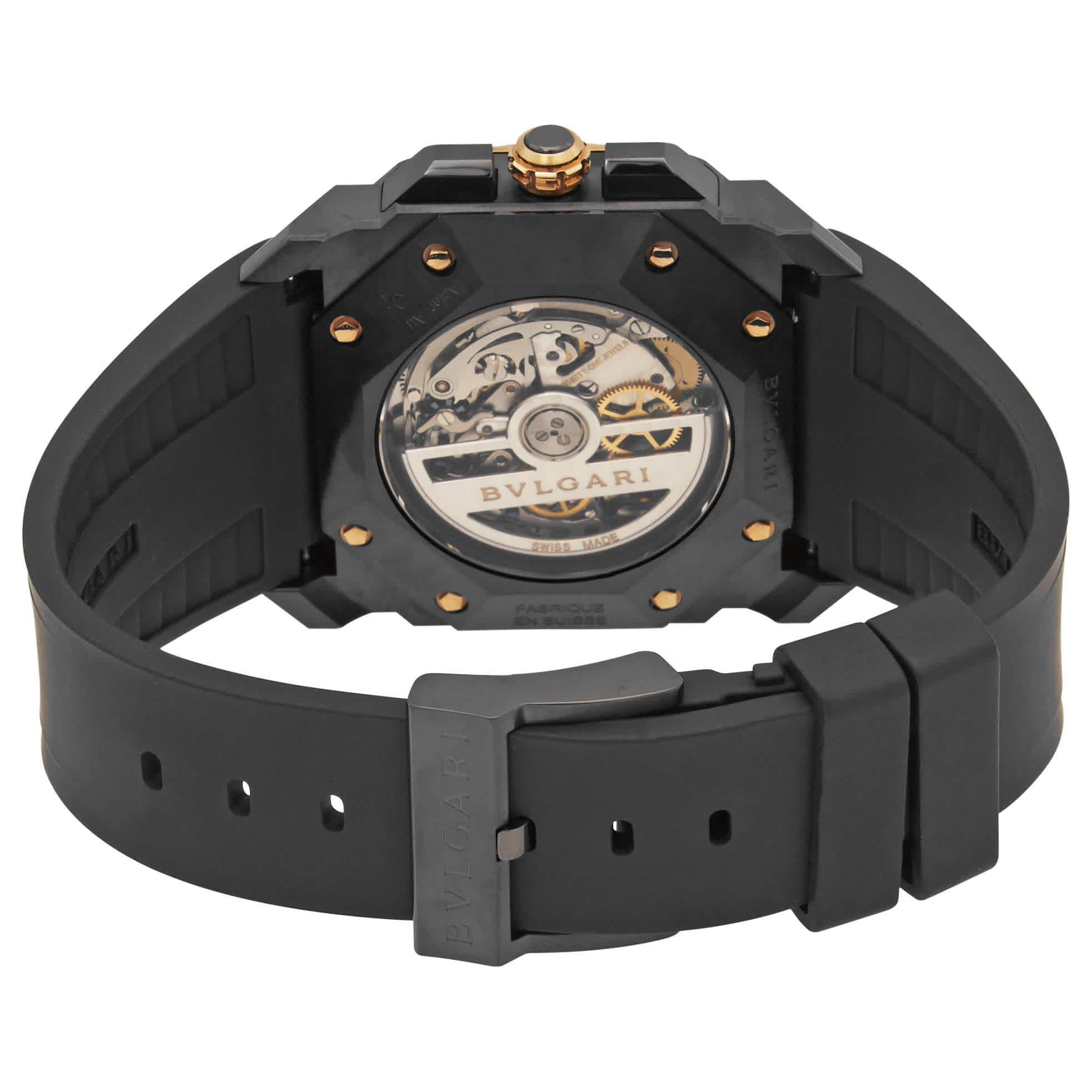 Shop Bvlgari Octo Automatic Black Dial Men's Watch 102488 In Black / Gold / Gold Tone / Rose / Rose Gold / Rose Gold Tone / Skeleton