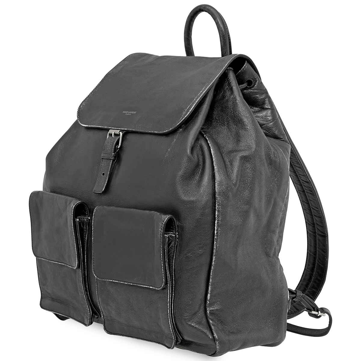 Saint Laurent Nino Backpack In Vintage Leather In Black,grey,silver Tone