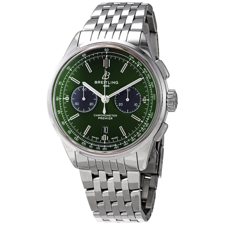 Breitling Premier Mens Chronograph Automatic Watch Ab0118a11l1a1 In Green