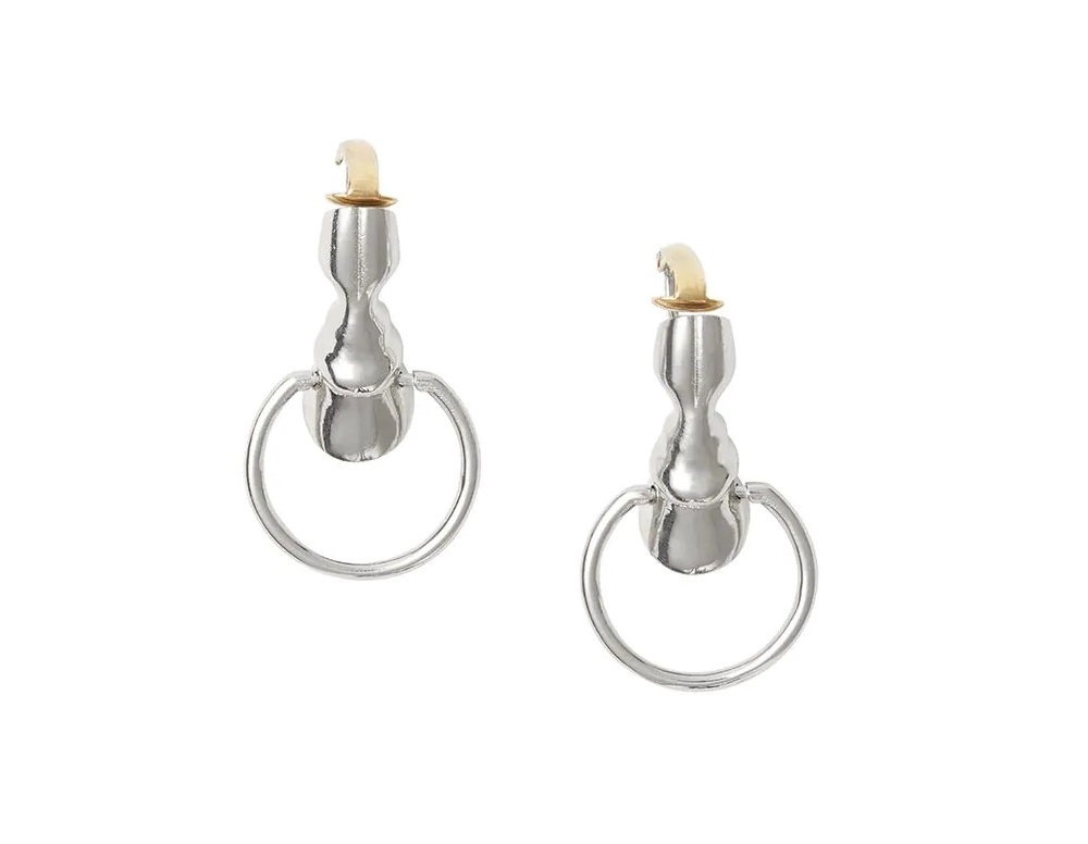 BURBERRY PALLADIUM-PLATED HOOF HOOP EARRINGS