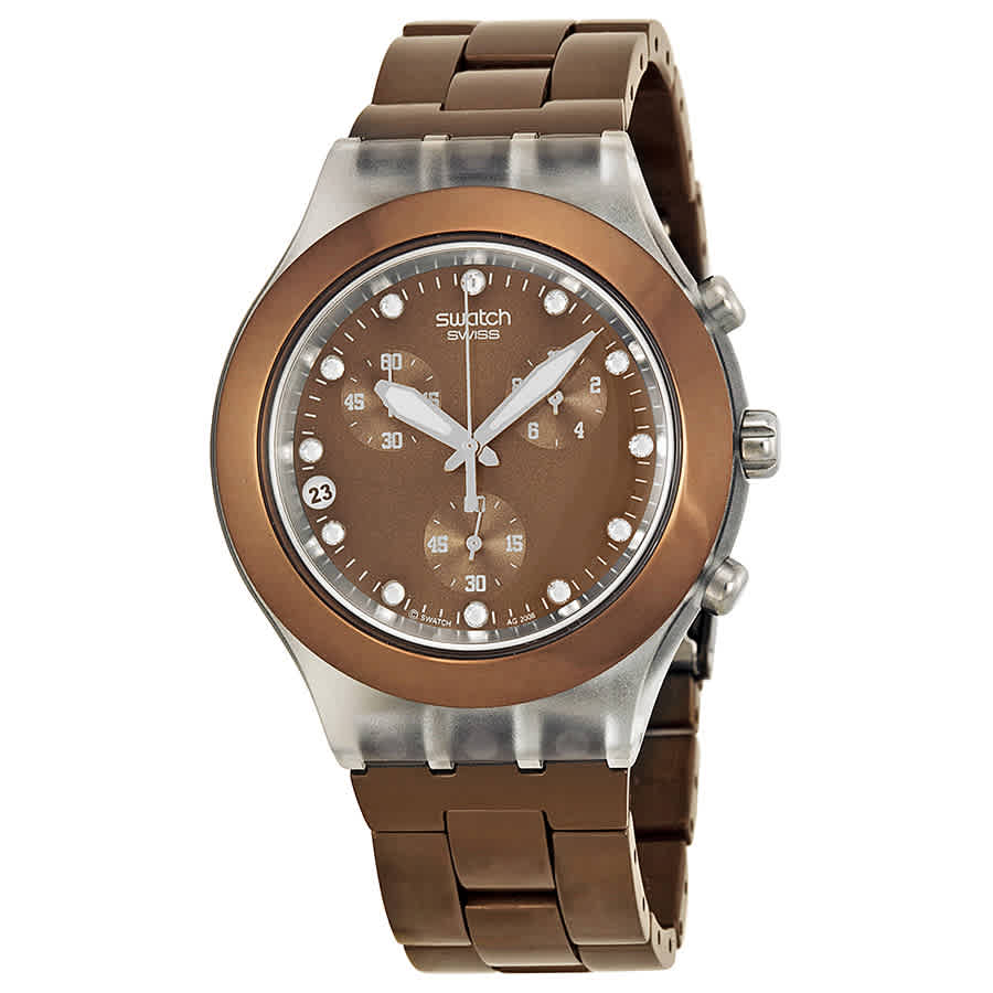 Click to view more detailed imagery on our partner's website Swatch Irony Diaphane Chrono Full Blooded Earth Watch Svck4042ag In Brown
