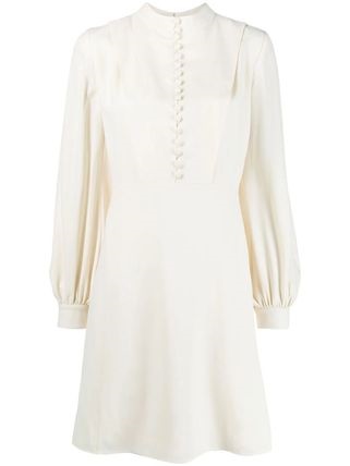 Chloé Chloe White Buttoned Long-sleeve Dress