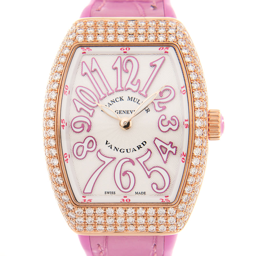 Franck Muller Vanguard Quartz Diamond White Dial Unisex Watch V 29 Qz D (5n.rs) In Gold / Gold Tone / Pink / Rose / Rose Gold / Rose Gold Tone / White