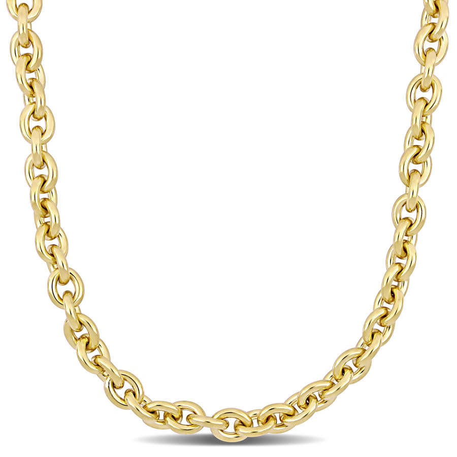 Amour 10mm Oval Link Necklace In Yellow Plated Sterling Silver